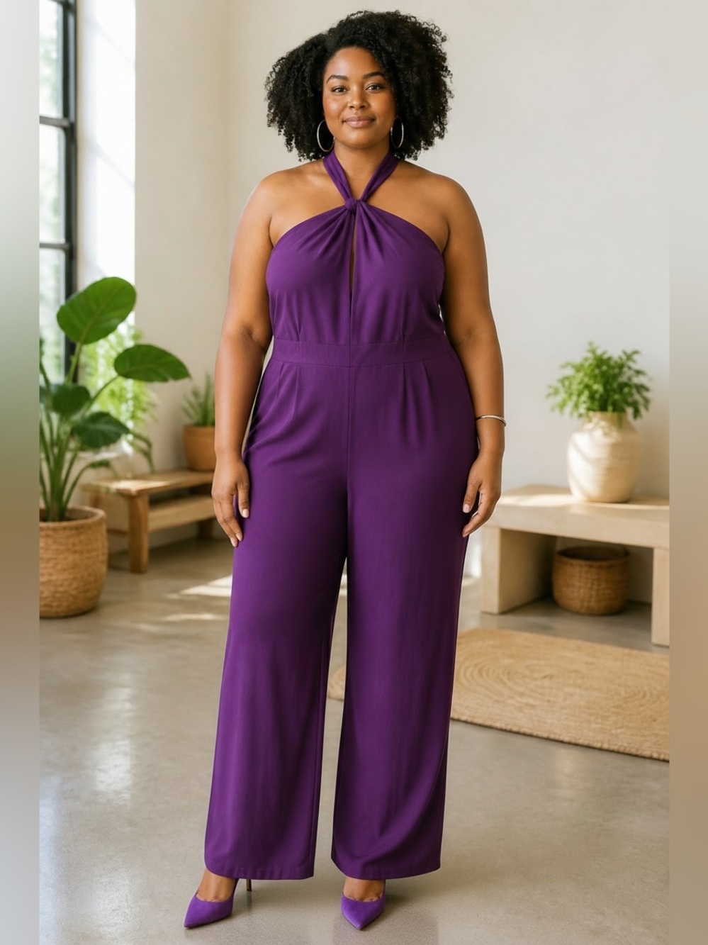Halter Jumpsuit in Deep Purple